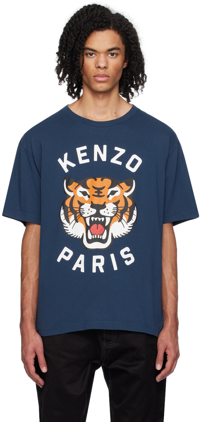 

Темно-синяя футболка Paris Lucky Tiger Kenzo, цвет Midnight blue