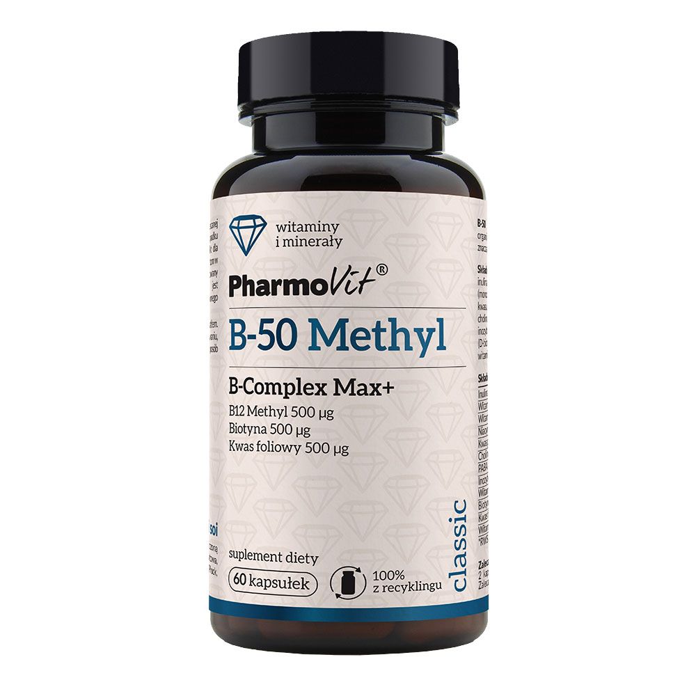 Препарат с витамином B1, B6 и B12 Pharmovit B-50 Methyl B-Complex Max+, 60 шт nutricost витамин b1 мононитрат тиамина 500 мг 120 капсул