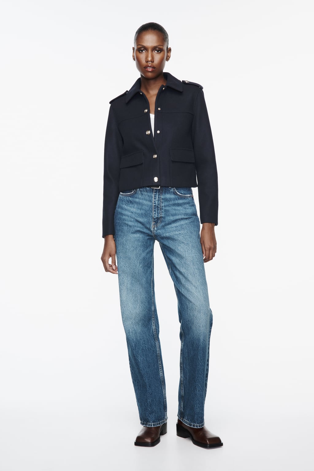 

Мягкая куртка с золотыми пуговицами ZARA, синий