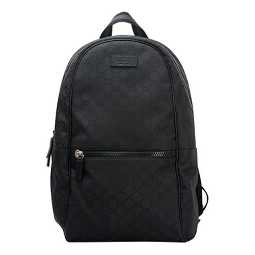 Рюкзак Men's GUCCI Logo Leather Logo Nylon Large Capacity schoolbag Backpack Black, черный