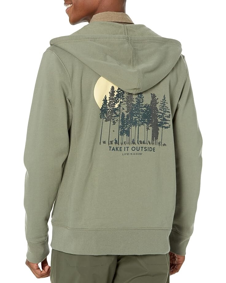 

Худи Life is Good Take It Outside Forest Simply True Fleece Zip Hoodie, цвет Moss Green