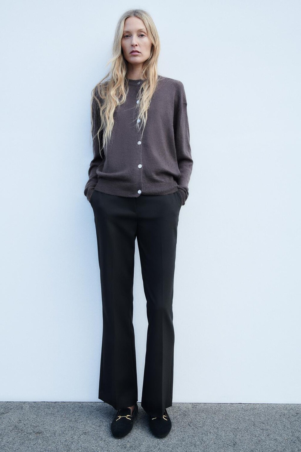 

Бархатные лоферы с украшением ZARA, черный