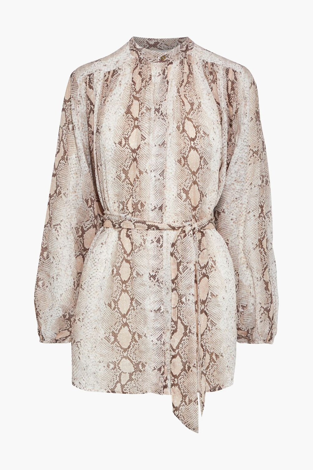 

Блузка из рами со змеиным принтом и поясом Zimmermann, цвет Animal print