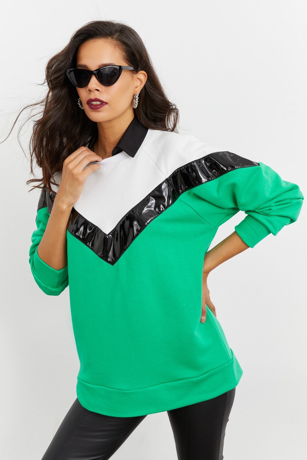 

Женская зеленая толстовка с блоками BK1527 Cool & Sexy, зеленый