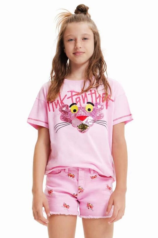 

Детская хлопковая футболка Pink Panther Desigual, розовый