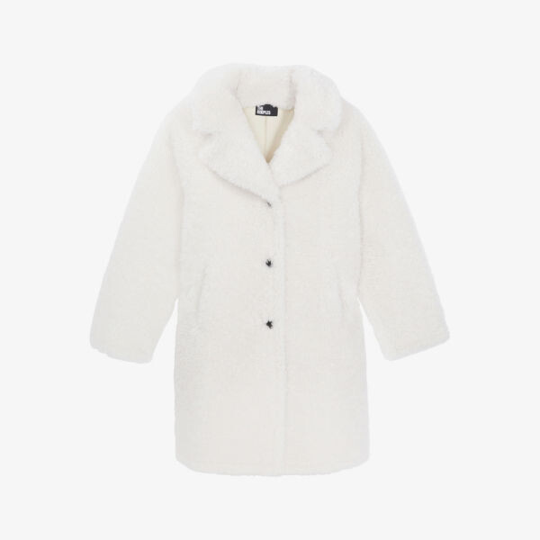 

Длинное пальто из искусственного меха с воротником The Kooples, экрю