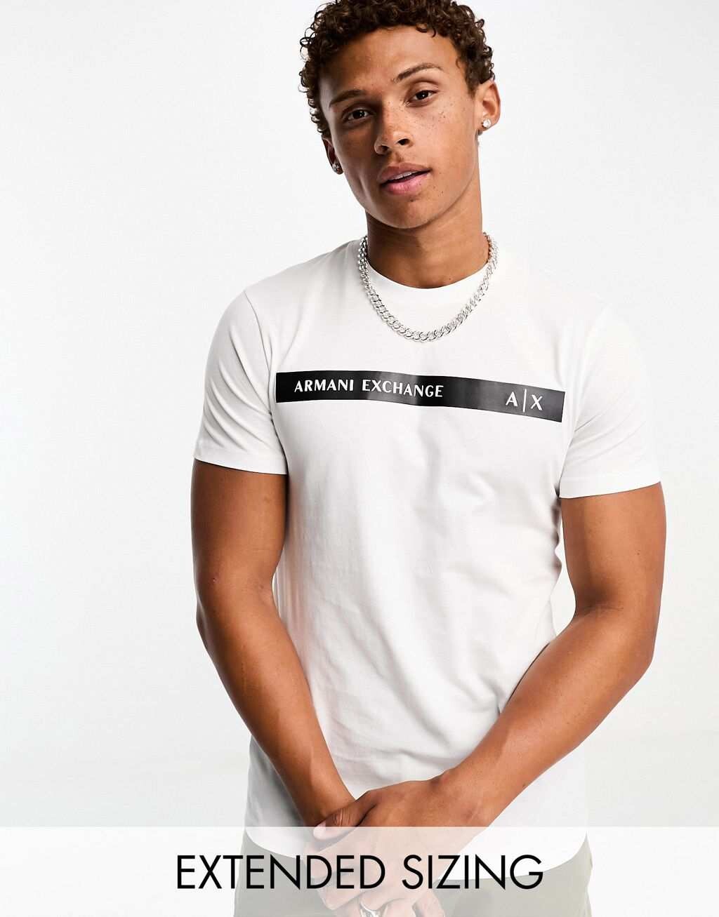 

Белая футболка с логотипом Armani Exchange спереди, Белый