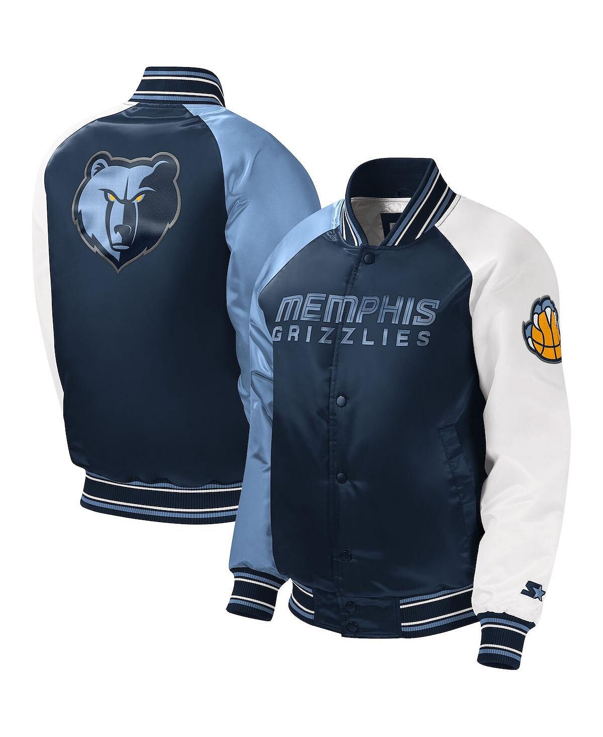 

Темно-синяя университетская куртка с длинными кнопками реглан Big Boys Memphis Grizzlies Starter