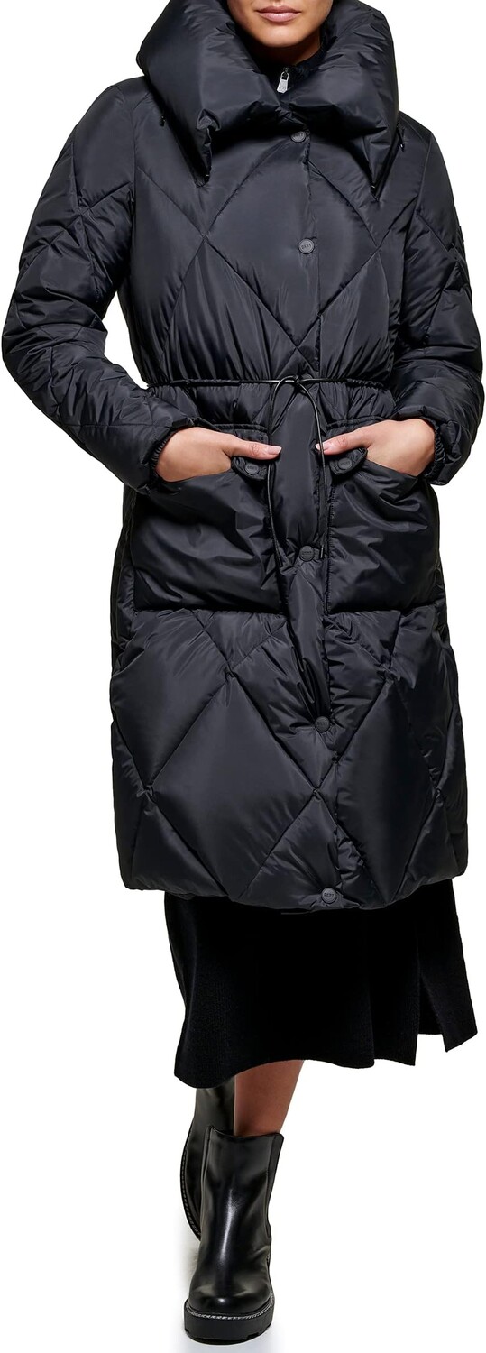 

Куртка Pillow Collar Diamond Quilt Puffer DKNY, черный