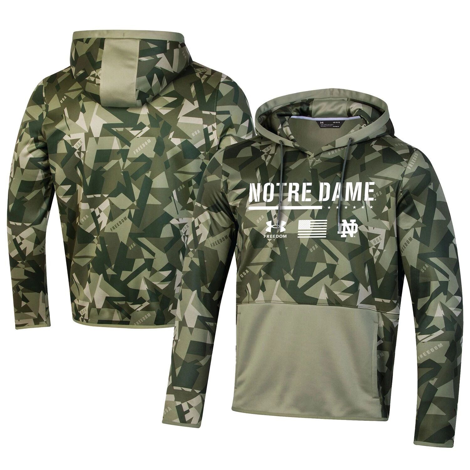 

Мужской пуловер с капюшоном Under Armour Camo Notre Dame Fighting Irish Freedom