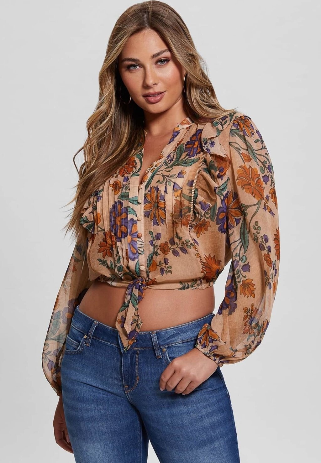 

Блузка Guess MIT BLUMENPRINT, цвет blumenmuster pink