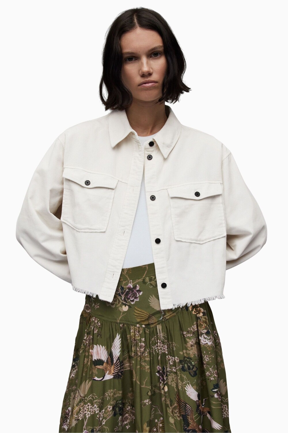 

AllSaints Ziva белая вельветовая рубашка и куртка All Saints, белый