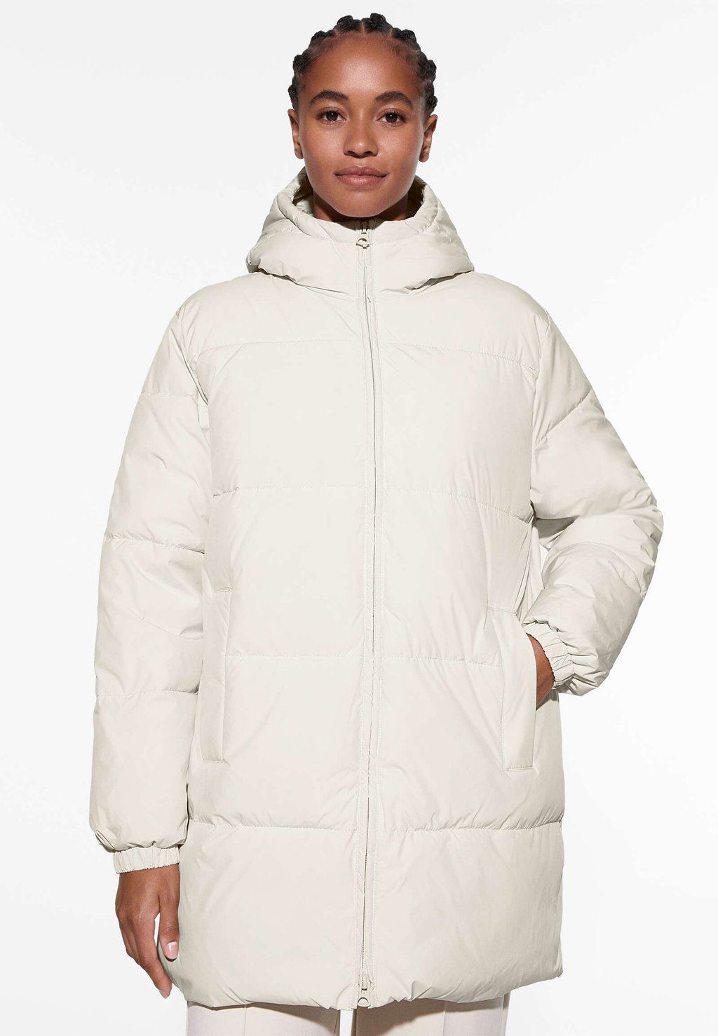 Зимнее пальто Water-Repellent Primaloft Padded Midi OYSHO, бежевый куртка oysho primaloft ski padded белый