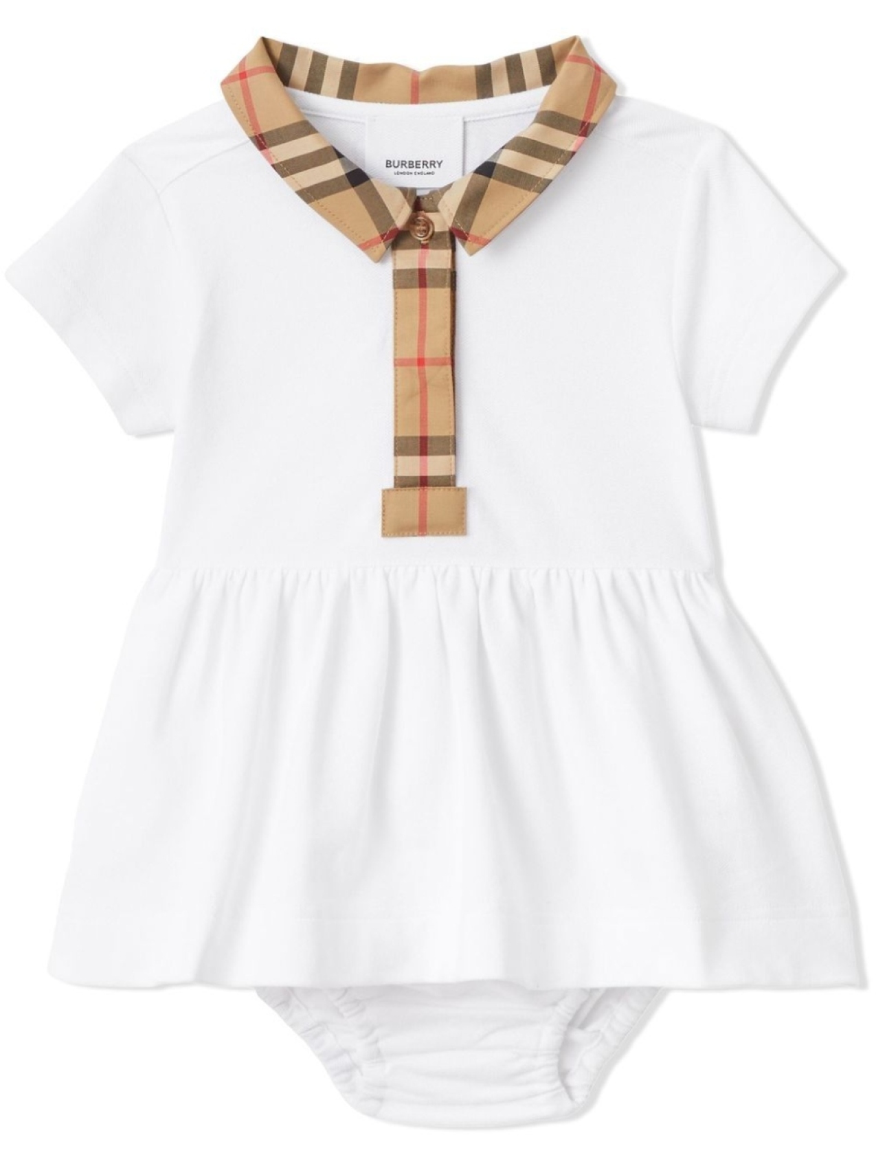 

Burberry Kids платье с отделкой в клетку, белый