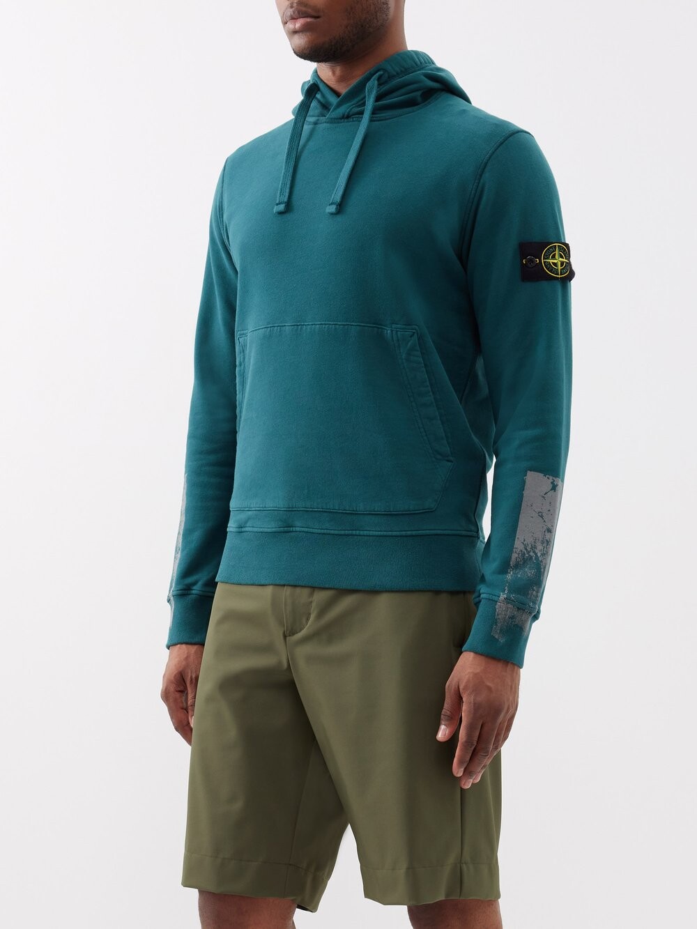 

Толстовка из хлопкового джерси, окрашенная в готовом виде Stone Island, синий