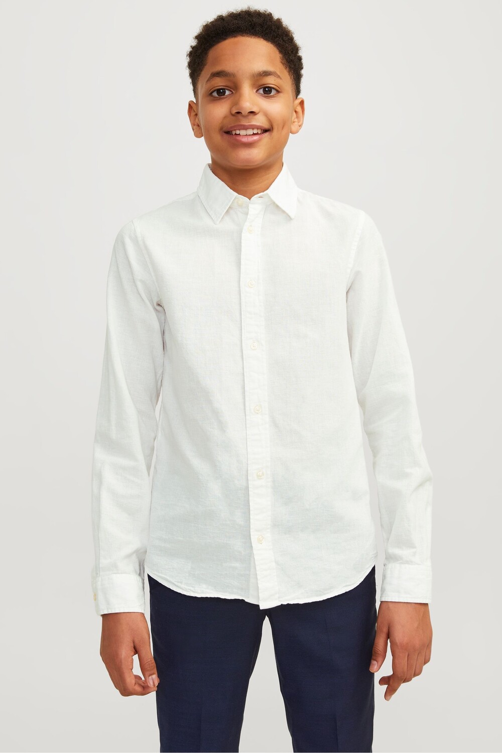 

Рубашка из смесового льна с длинными рукавами Jack & Jones Junior, белый