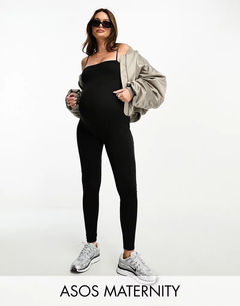 

Черный мягкий комбинезон с бретелями ASOS DESIGN Maternity