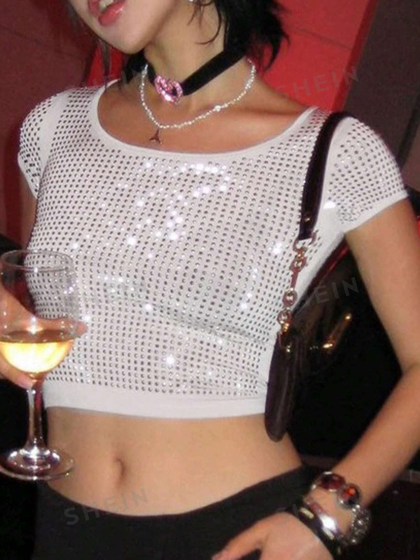 SHEIN EZwear Женская футболка с квадратным вырезом и короткими рукавами, белый