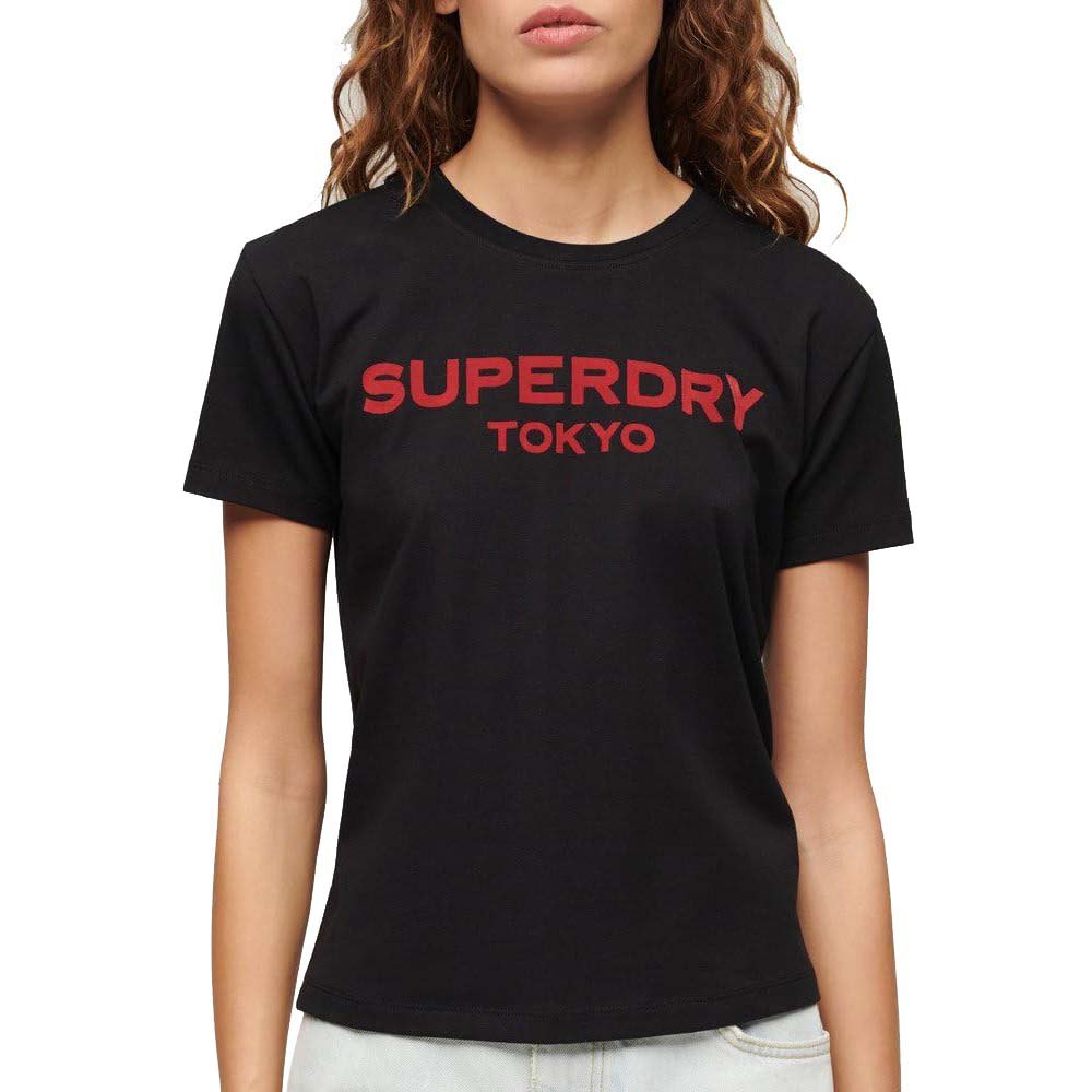 Футболка с коротким рукавом Superdry Sport Luxe Graphic Fitted, черный футболка superdry sport luxe graphic fitted short оранжевый
