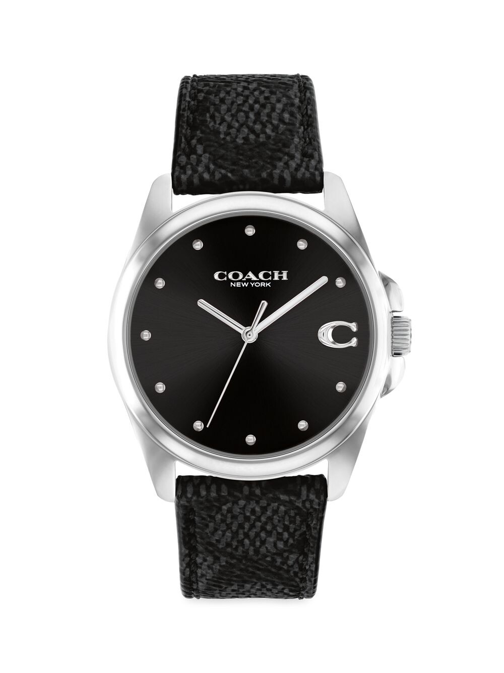 

Часы Greyson 36MM с тиснением на холсте COACH, черный