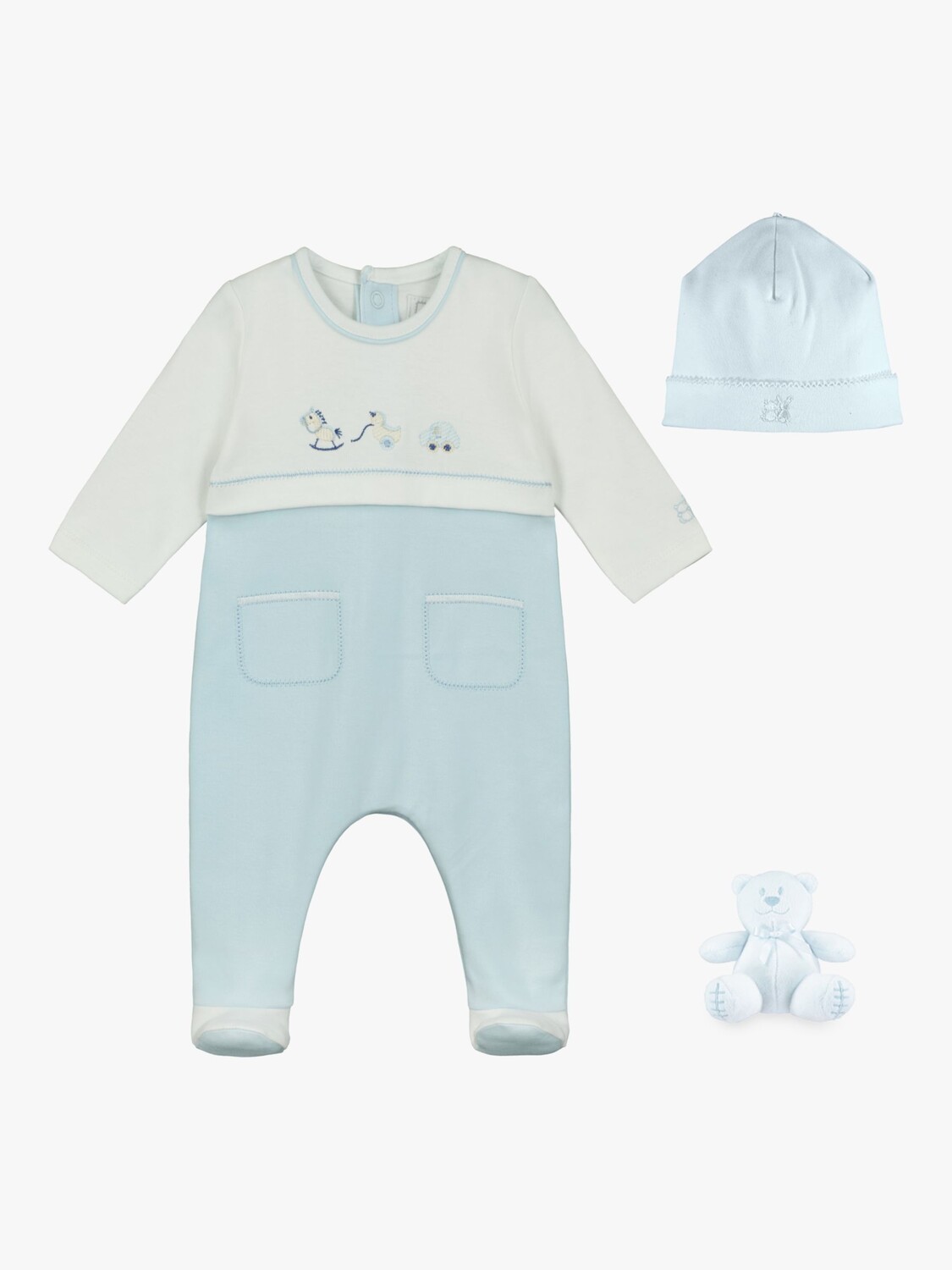 

Универсальный комбинезон и шапка с вышивкой Emile et Rose Baby Ezra Toy, синий/белый