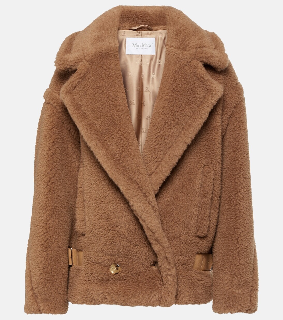 

Дэви из верблюжьей шерсти и шелкового плюшевого жакета Max Mara, коричневый