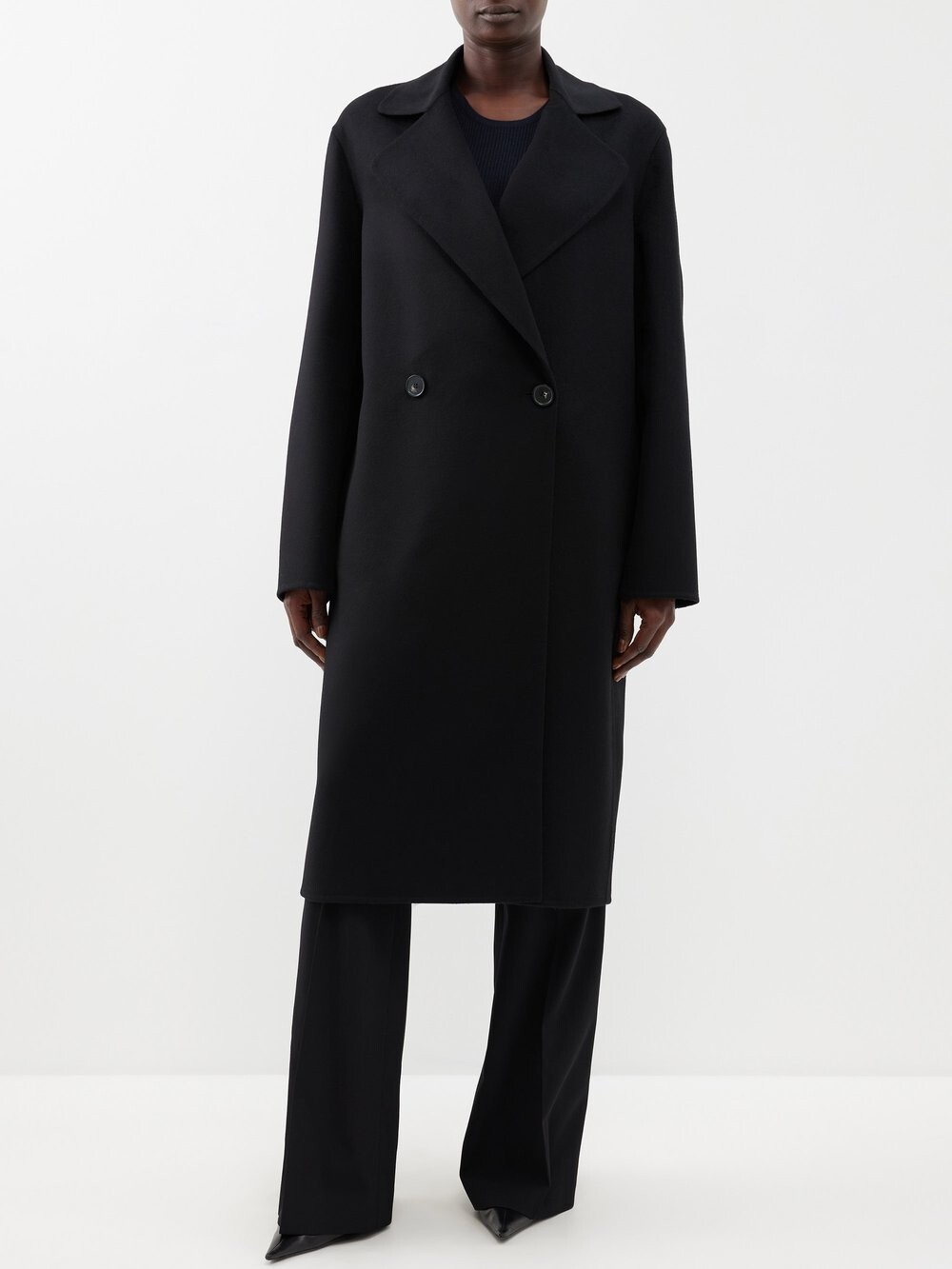 

Двубортное шерстяное пальто Stella McCartney, черный