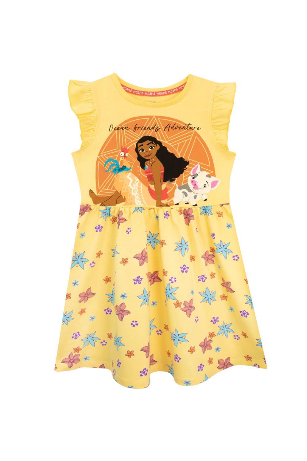Платье Moana с цветочным принтом Disney, оранжевый