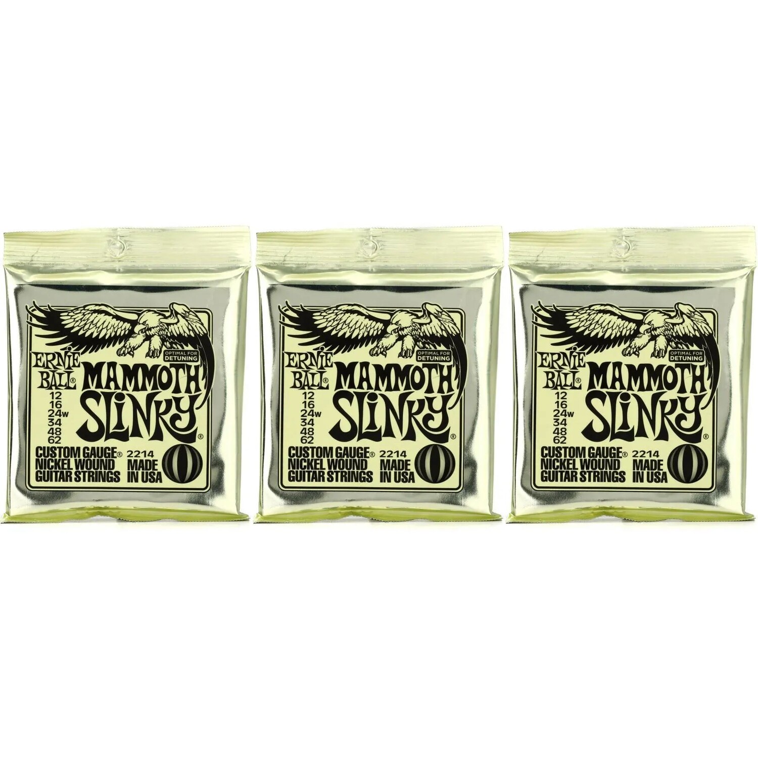

Струны для электрогитары Ernie Ball 2214 Slinky с никелевой обмоткой — .012-.062 Mammoth Slinky (3 шт.)