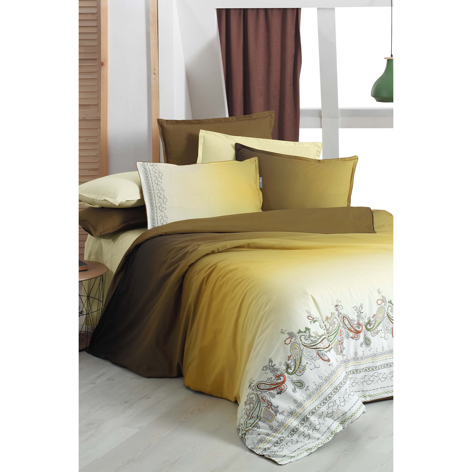 Сарев Терри Желтый Комплект постельного белья из 100% хлопка необычного поплина
