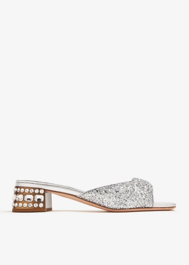 

Сандалии Miu Miu Glitter, серебряный
