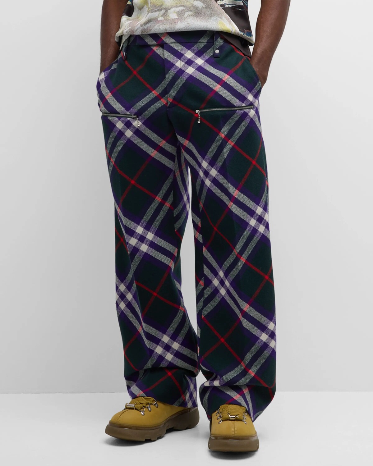 

Мужские брюки в клетку на молнии Burberry, цвет Vine_Deep Royal Ip C