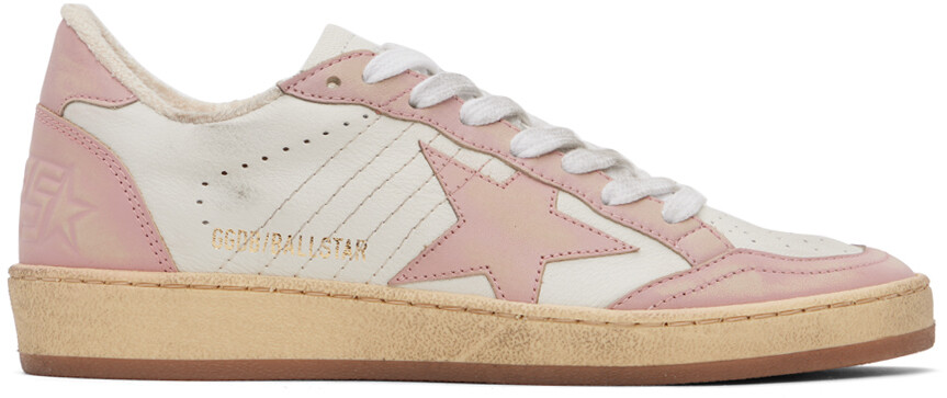 

Бело-розовые кроссовки Golden Goose со звездами, Розовый