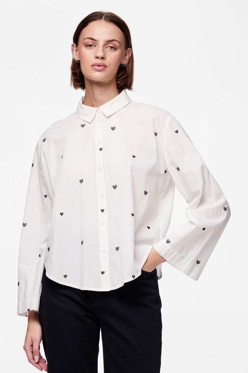 

Рубашка Pcfredora Heart Ls PIECES, белый