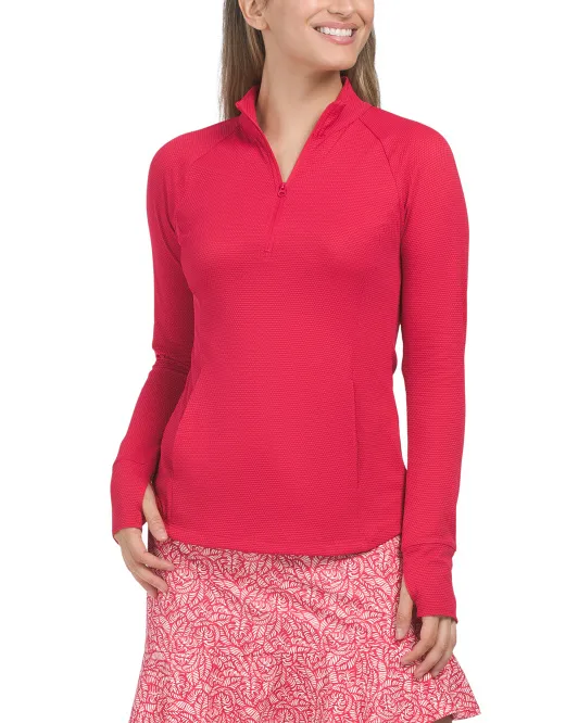 

Топ-поповер с длинными рукавами и молнией на четверть реглан Tommy Bahama, цвет Magenta