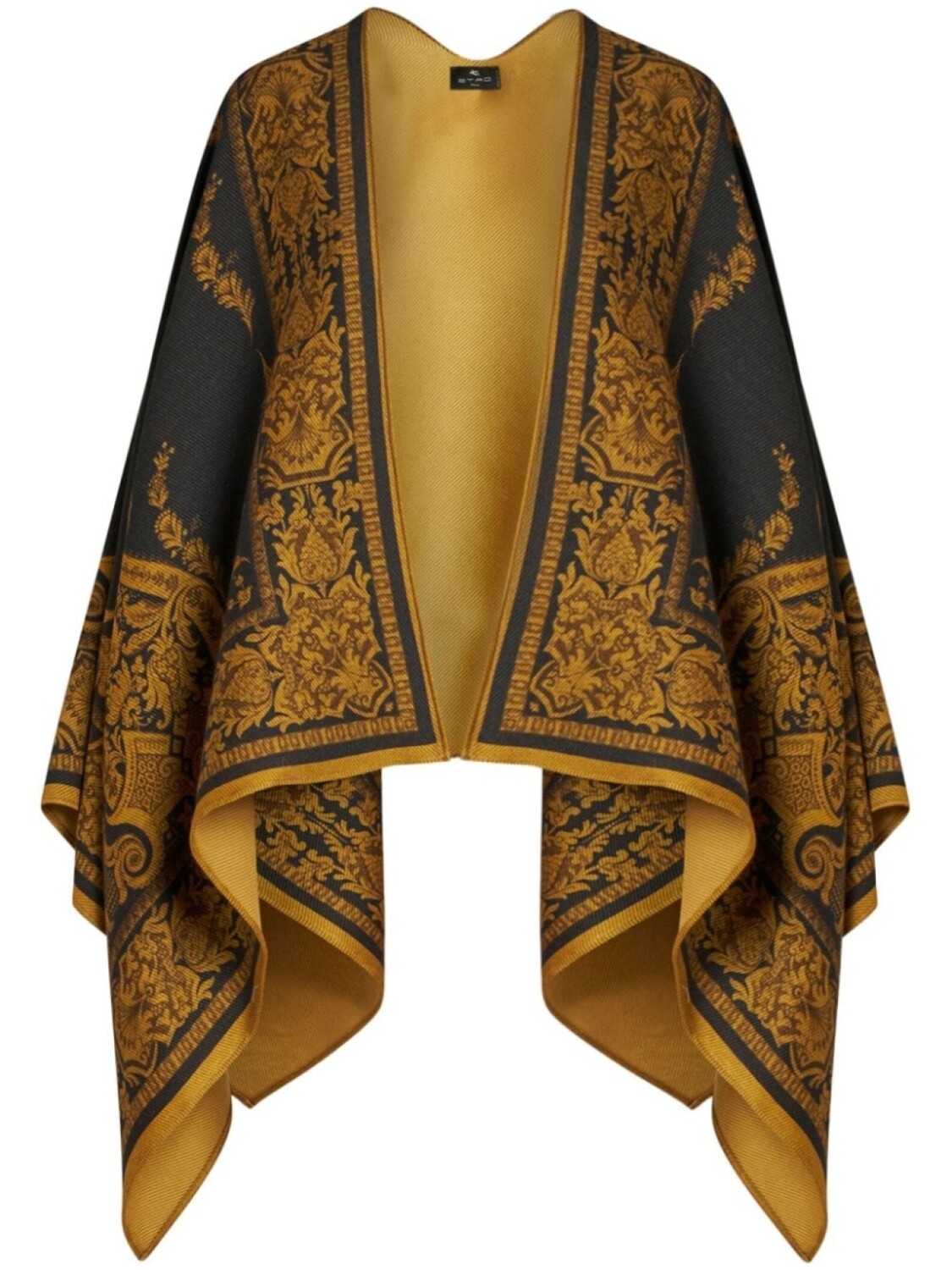 

ETRO шерстяная накидка с узором пейсли, черный