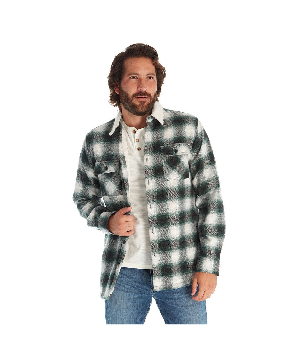 цена Одежда Мужская куртка-рубашка в клетку на подкладке из искусственного меха PX