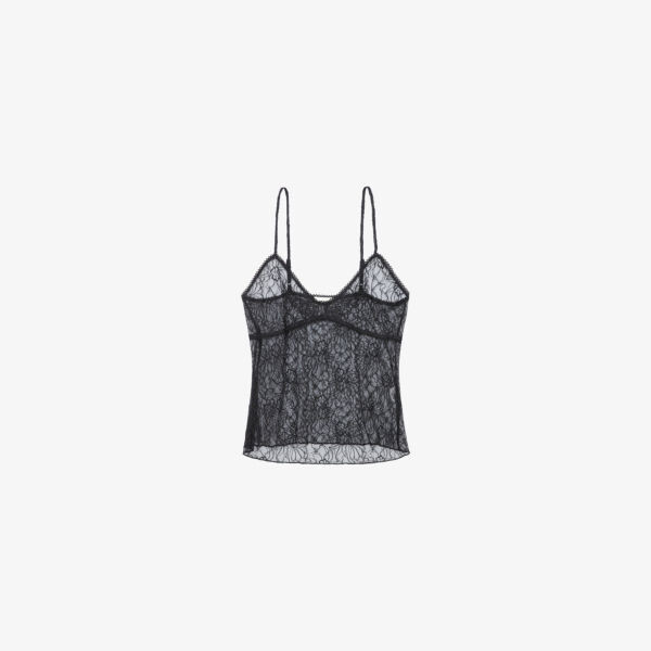 

Тканая майка Lyzig с кружевной вышивкой Zadig&Voltaire, цвет noir