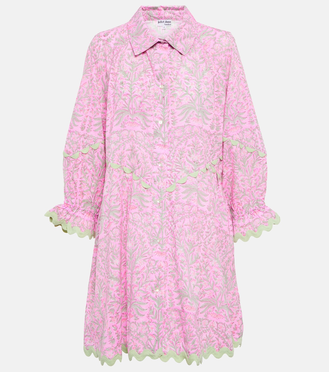 Хлопковое мини-платье с цветочной вышивкой JULIET DUNN, разноцветный