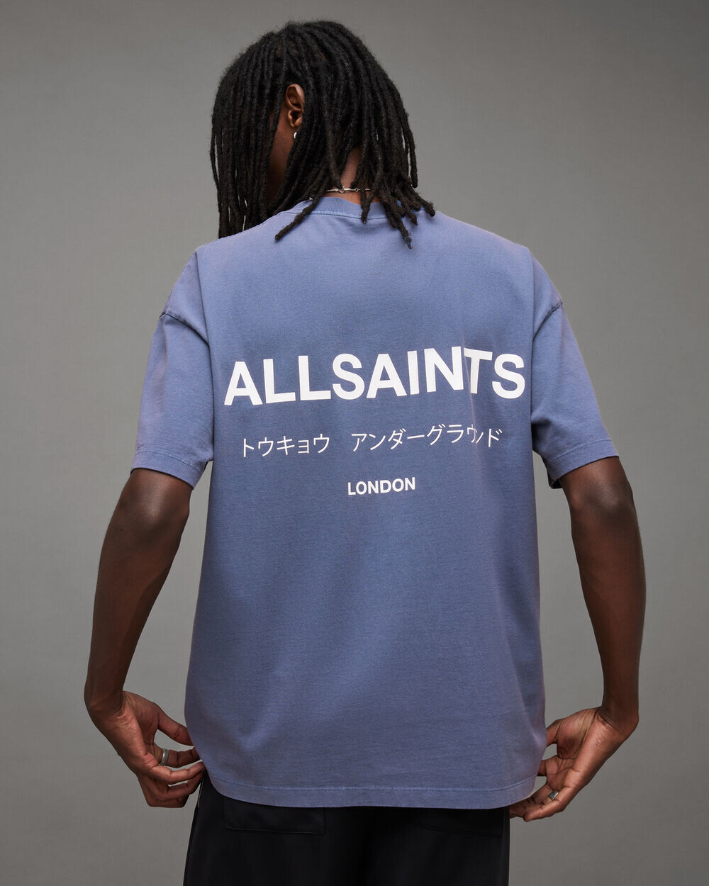 

Футболка оверсайз с круглым вырезом Underground AllSaints, аметист синий