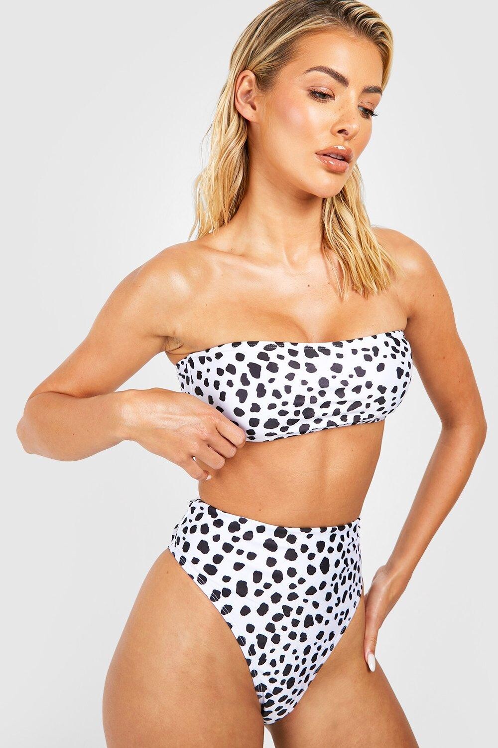 

Брюки бикини с высокой посадкой dalmatian Boohoo, белый