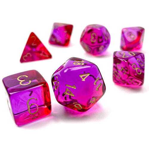 

Аксессуары Chessex Chessex Dice Set: Gemini Translucent - Red-Violet w/Gold (7)