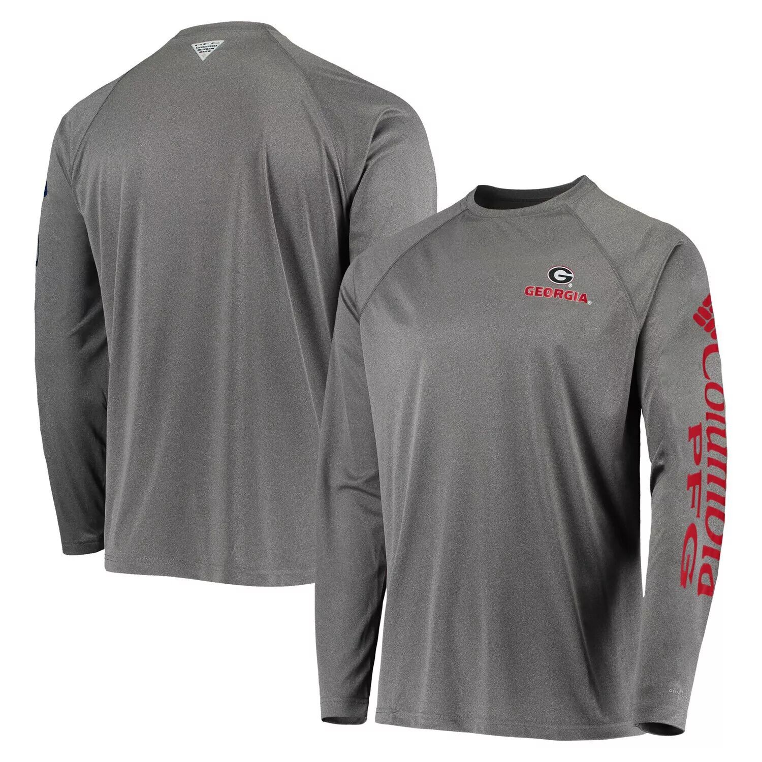 

Мужская футболка Columbia Charcoal Georgia Bulldogs PFG Terminal Tackle Omni-Shade с длинным рукавом