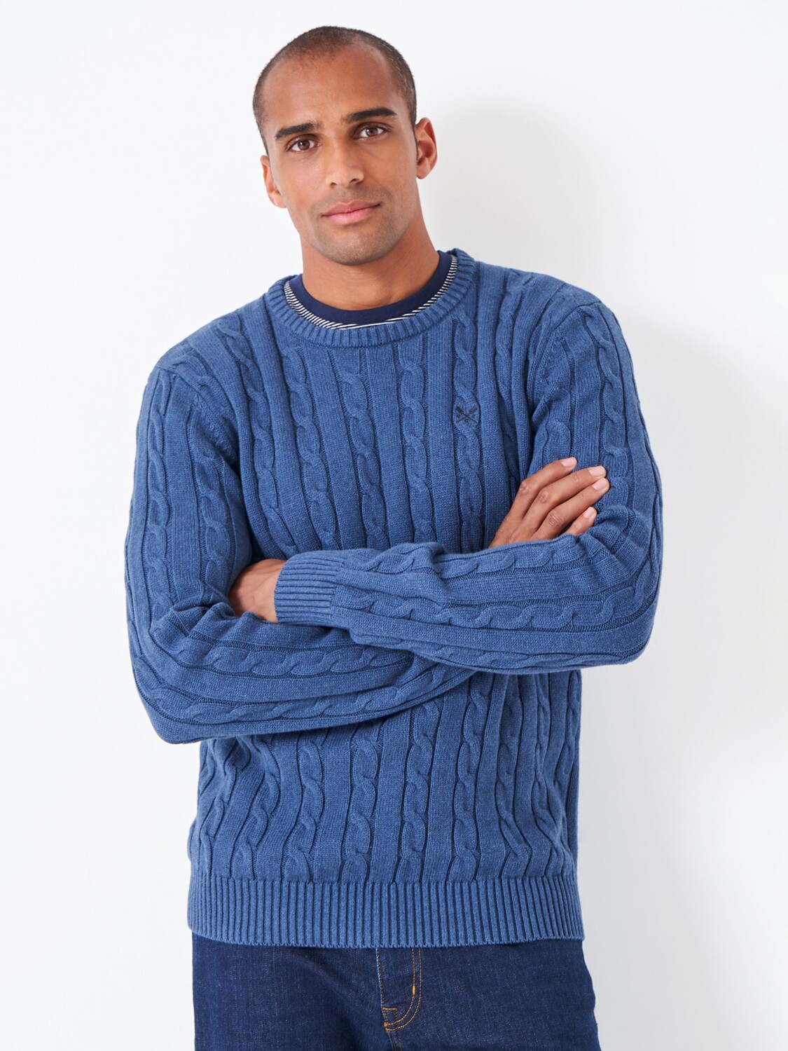 

Органический джемпер с круглым вырезом Oarsman Crew Clothing, темно-синий