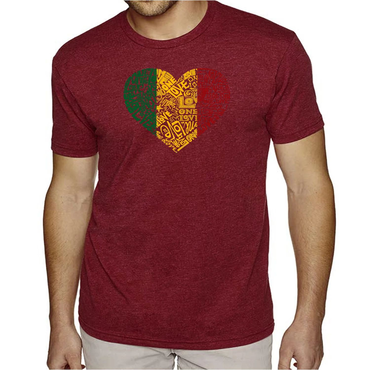 One Love Heart — мужская футболка премиум-класса Word Art LA Pop Art