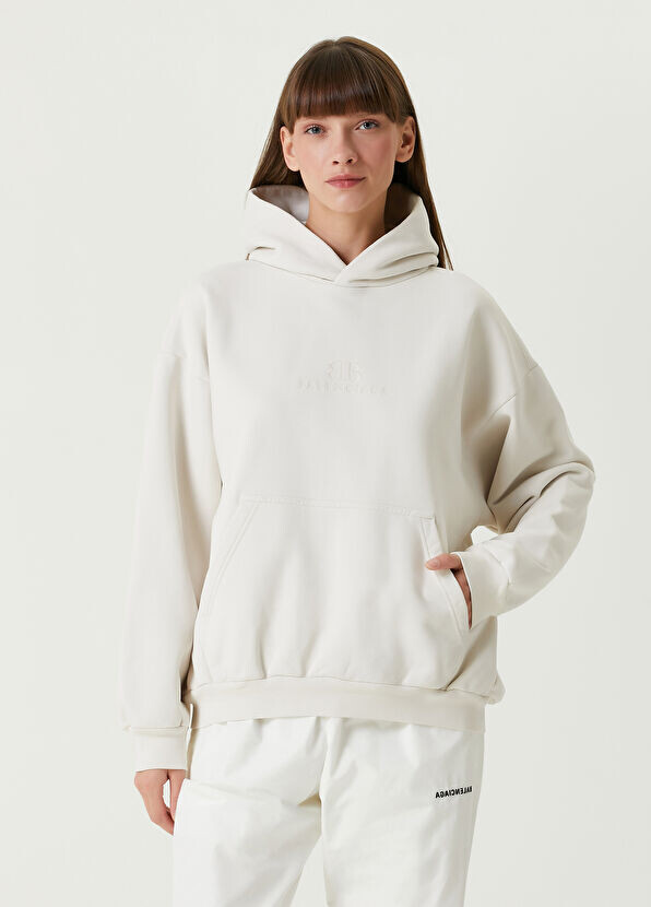 

Толстовка с капюшоном и логотипом Balenciaga, экрю