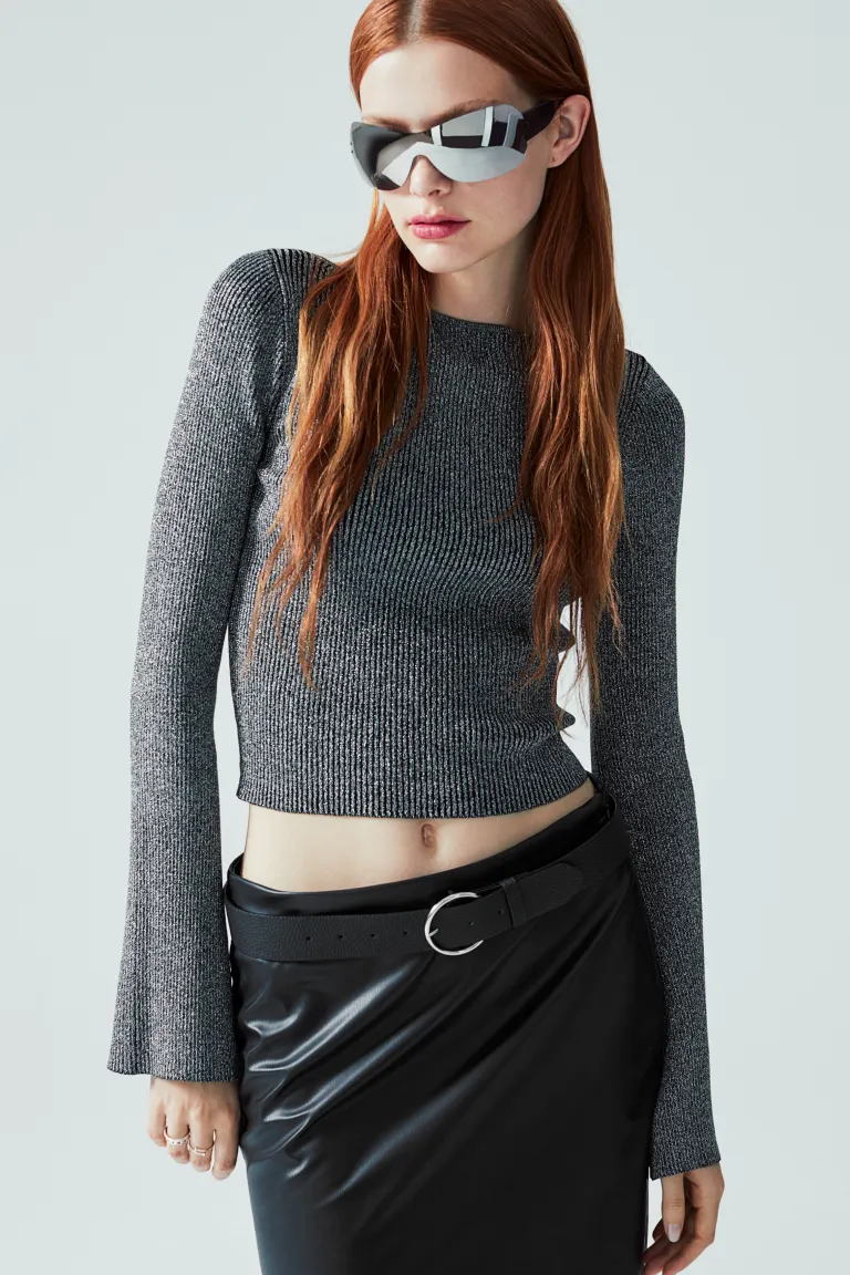 

Блузка из эластичного трикотажа H&M, серый