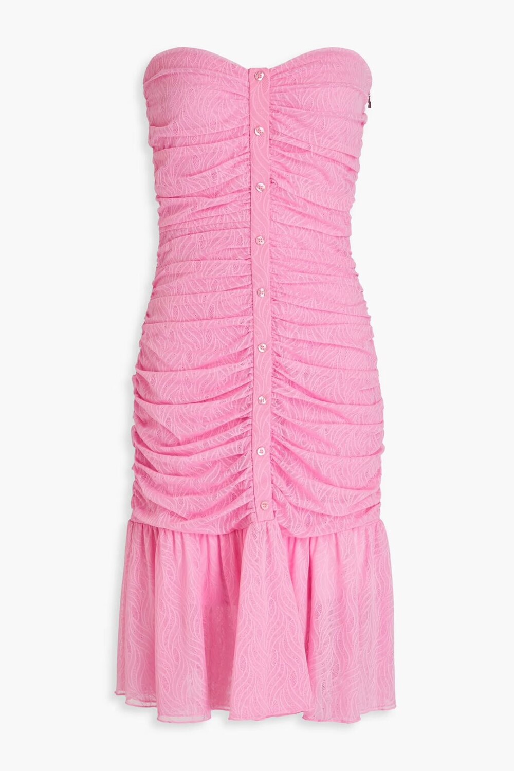 

Платье из сетчатой ​​ткани со сборками и без бретелек Rotate Birger Christensen, цвет Bubblegum