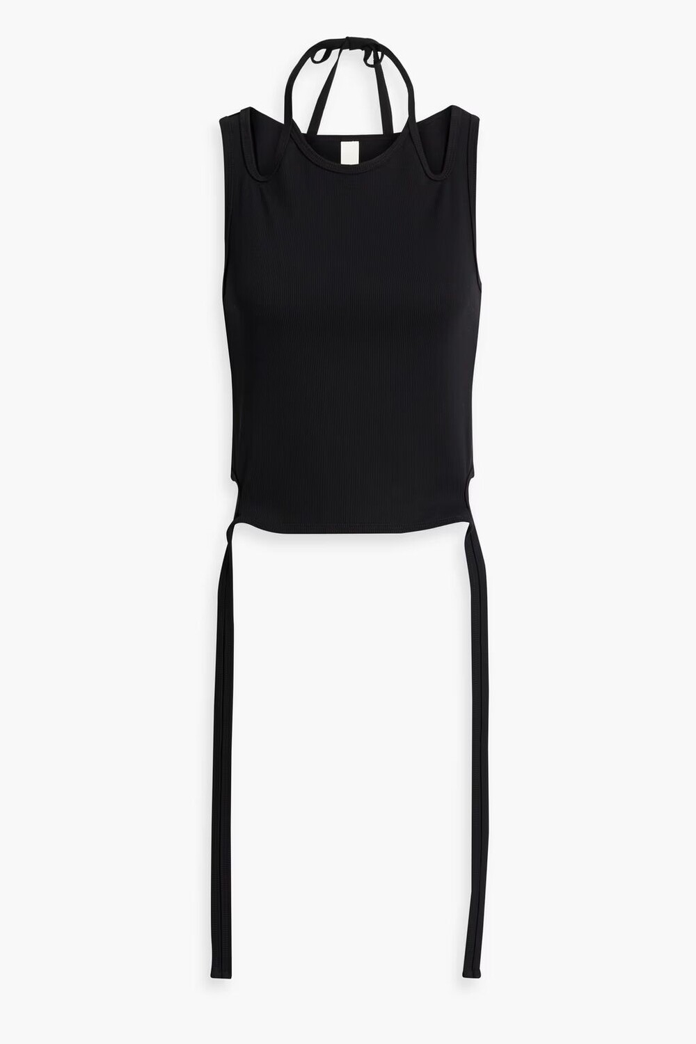 

Топ в рубчик с вырезом из смесового хлопка Dion Lee, черный