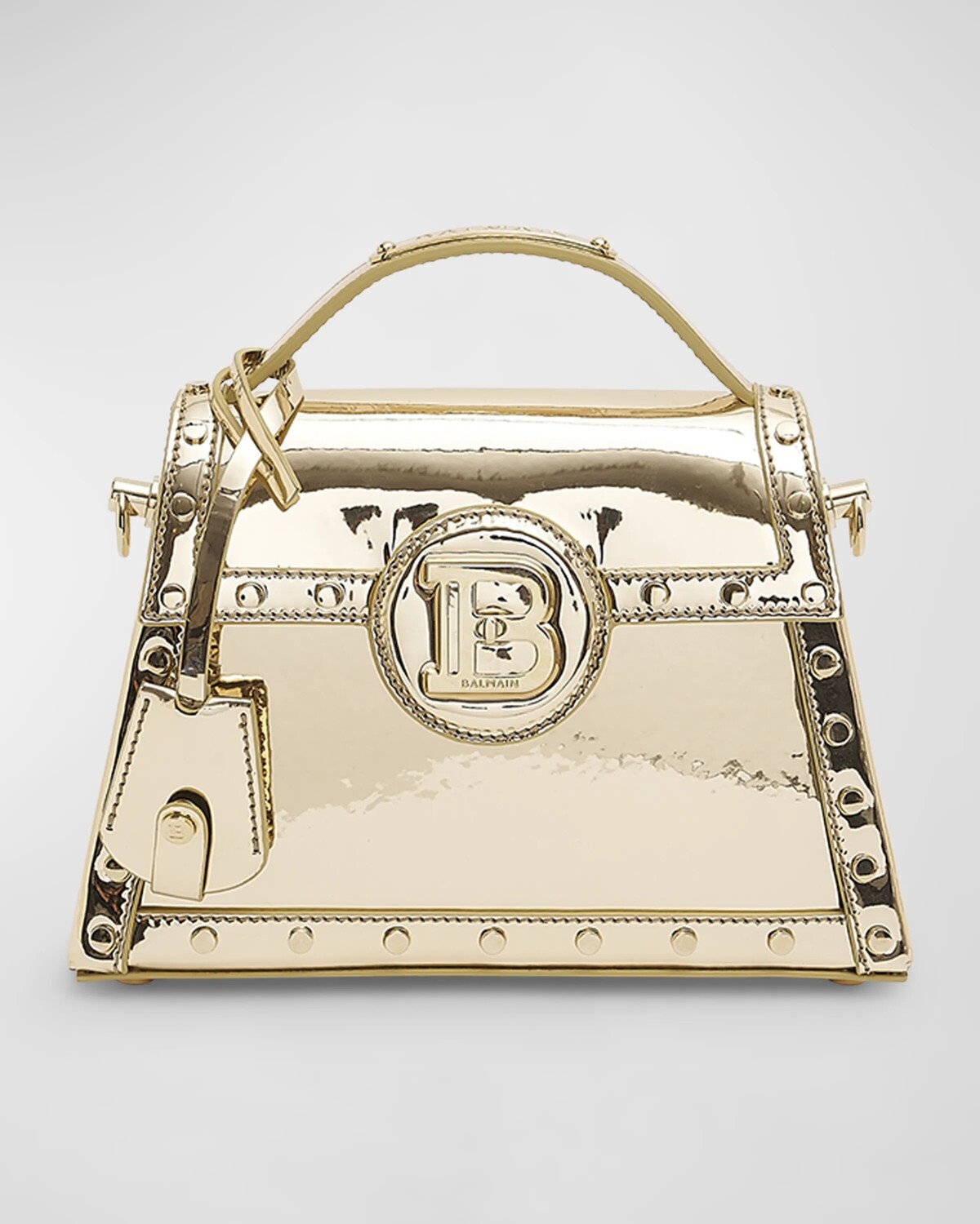 

Сумка BBUzz Dynasty из светоотражающей кожи с верхней ручкой Balmain, цвет Beige